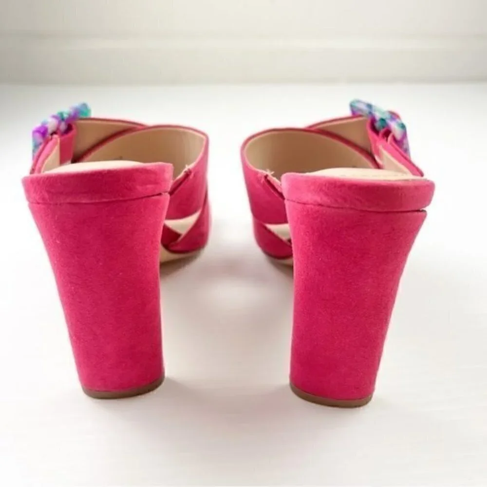 Charles David Sandal womens size 7 Pink Buckle Gleam Slide Sandal